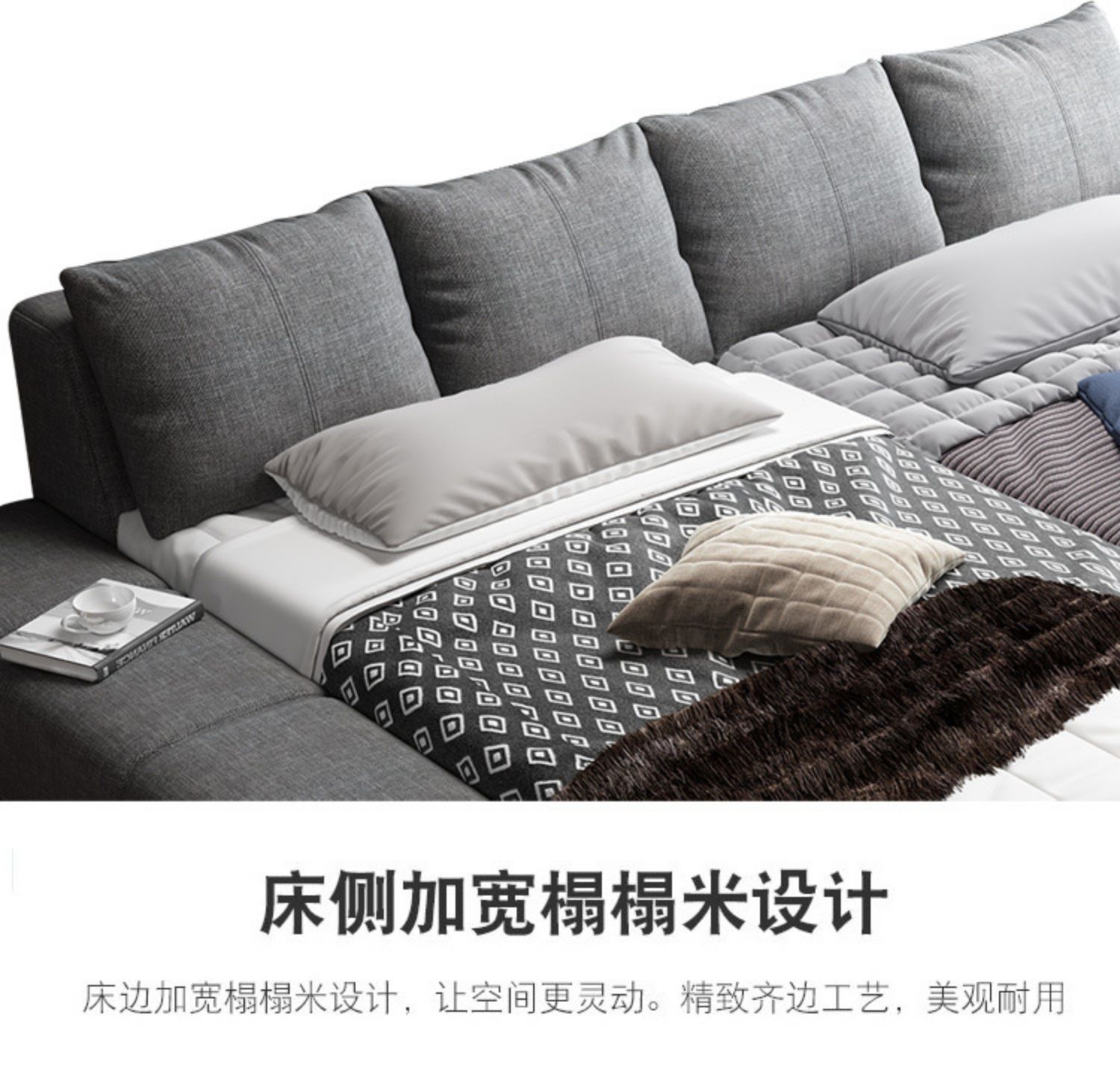 Nordic phòng ngủ giường đôi vải tối giản hiện đại giường khâu 2 m 2.2 m 2.4 mở rộng giường tatami - Giường mẫu giường tầng