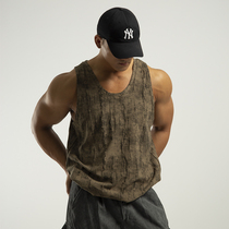 BARBRO retro sports vest mens fitness loose hole-feeling summer American top wear sleeveless vest