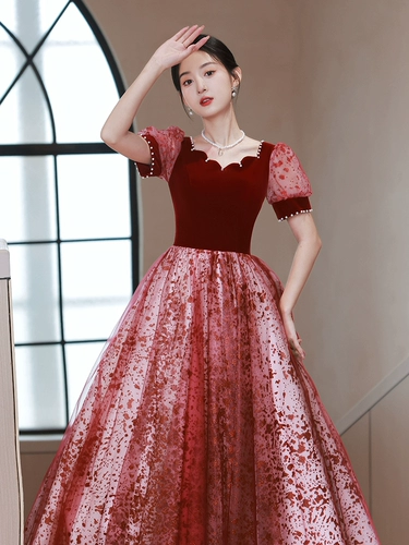 Вечернее платье, бордовое свадебное платье для принцессы