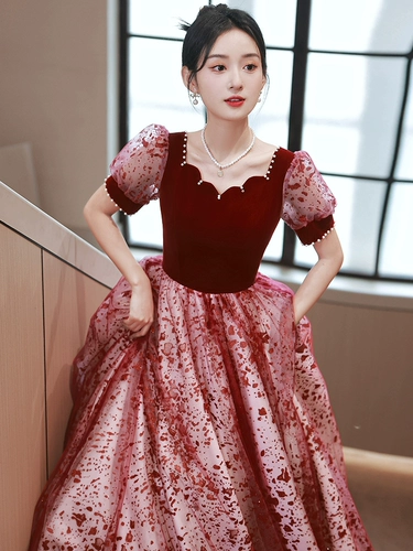 Вечернее платье, бордовое свадебное платье для принцессы