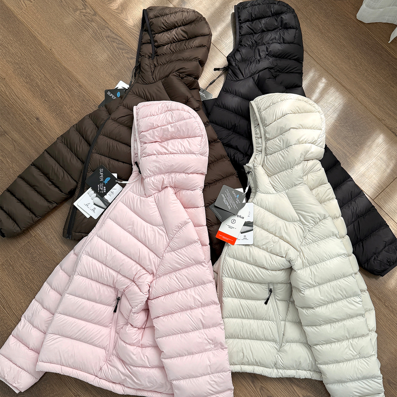 Traceable 700 Fill Power White Goose down ~ Women's Hooded Ribbed down Jacket, Short Quilted Lightweight Warm Coat Traceable 700 Fill Power White Goose down ~ Women's Hooded Ribbed down Jacket, Short Quilted Lightweight Warm Coat