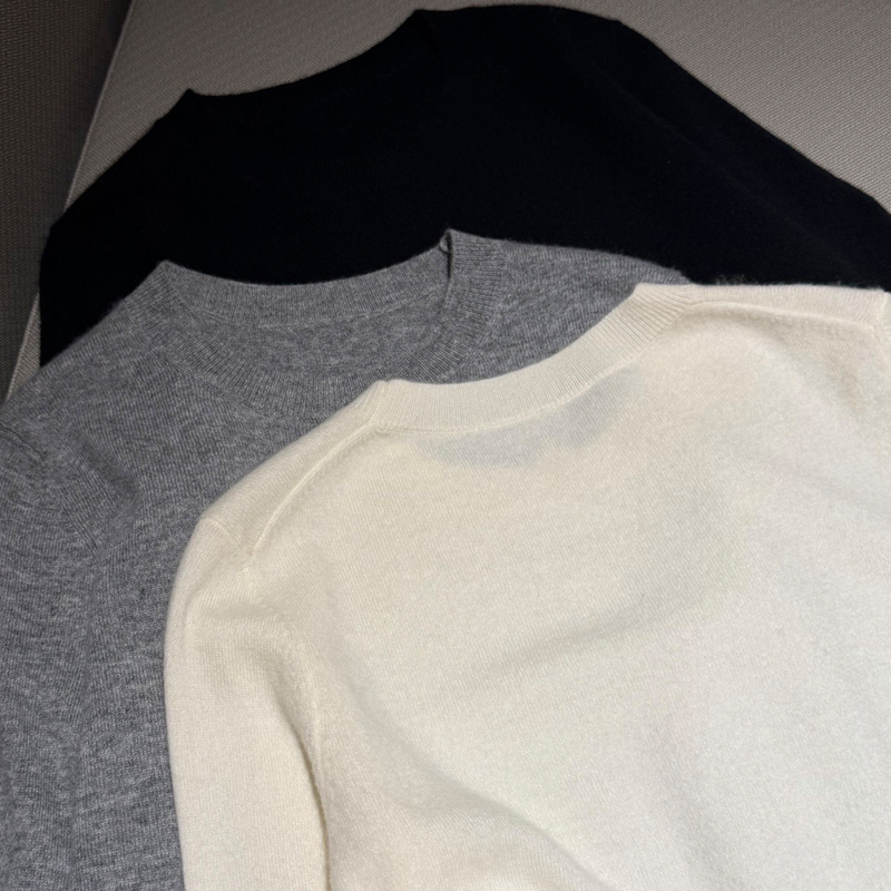 Trade Company Order~Double-Stranded 26-Count Cashmere~Minimalist French-Style Round-Neck Cashmere Knit Sweater for Women