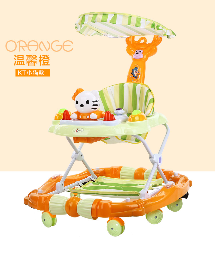 Baby Walker 6 7-18 tháng chống rollover đẩy có thể ngồi bé nhạc walker đa chức năng gấp