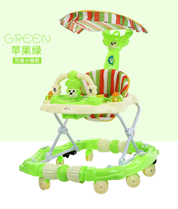 Baby Walker 6 7-18 tháng chống rollover đẩy có thể ngồi bé nhạc walker đa chức năng gấp