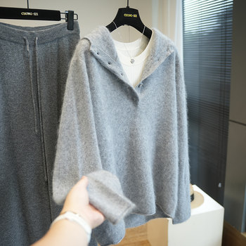 Worm little wool cashmere hooded sweater