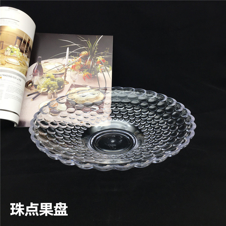Manufacturer direct sales thickened plastic transparent PC Pearl spot fruit pan KTV snack Snack Candied Dried Fruit Pan