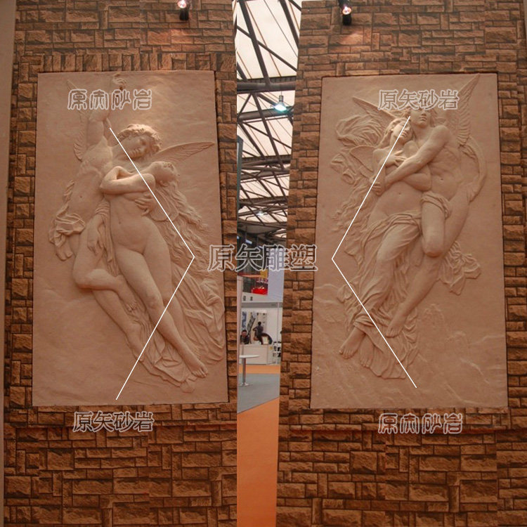 Sandstone bas-relief to make fiberglass imitation bronze embossed body ktv Eurostyle figure mural Angels love god sculptures