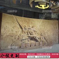 Artificial Sandstone Red Party Built GRP Relief Long March History Figure Imitation Bronze Sculpture Revolutionary Pavilion Relief Wall
