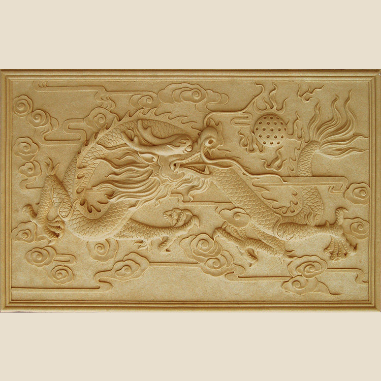 Sandstone reliefs outdoor sandstone stone background wall hotel lobby Long-shaped embossed glass fiber imitation ancient bronze dragon and phoenix sculptures