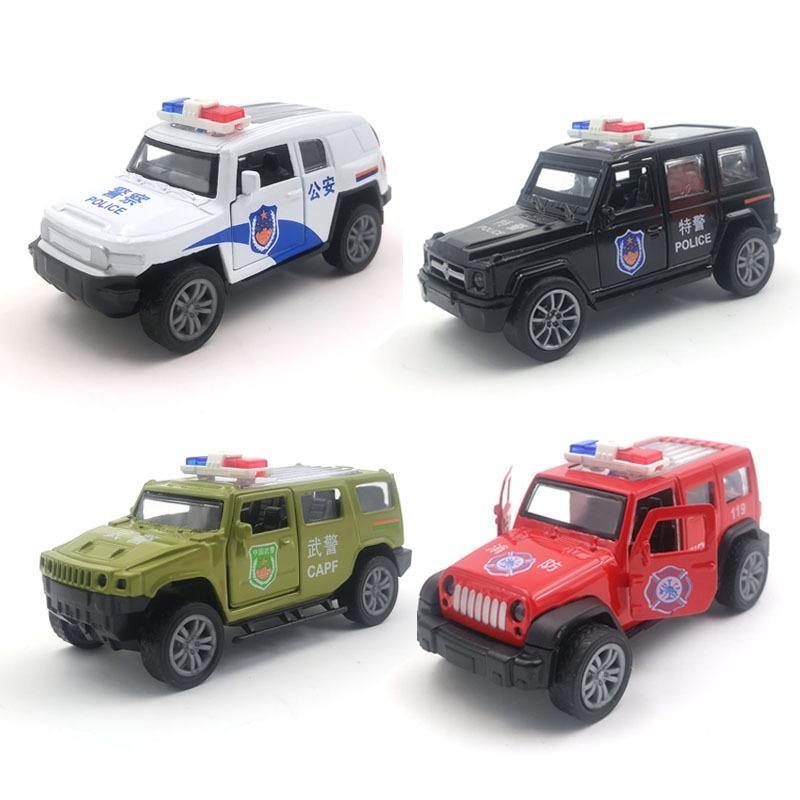 Alloy Car Wholesale, Die-Cast Metal Small Toy Cars, Pull-Back Cars with Openable Doors, Police Car Simulation Models for Children, Cross-Border
