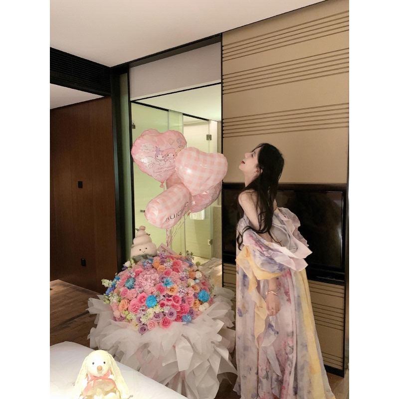 One-Shoulder Dress for Women, High-End Socialite Engagement Dress, Ruffled Birthday Dress, Holiday Style Long Dress with Train