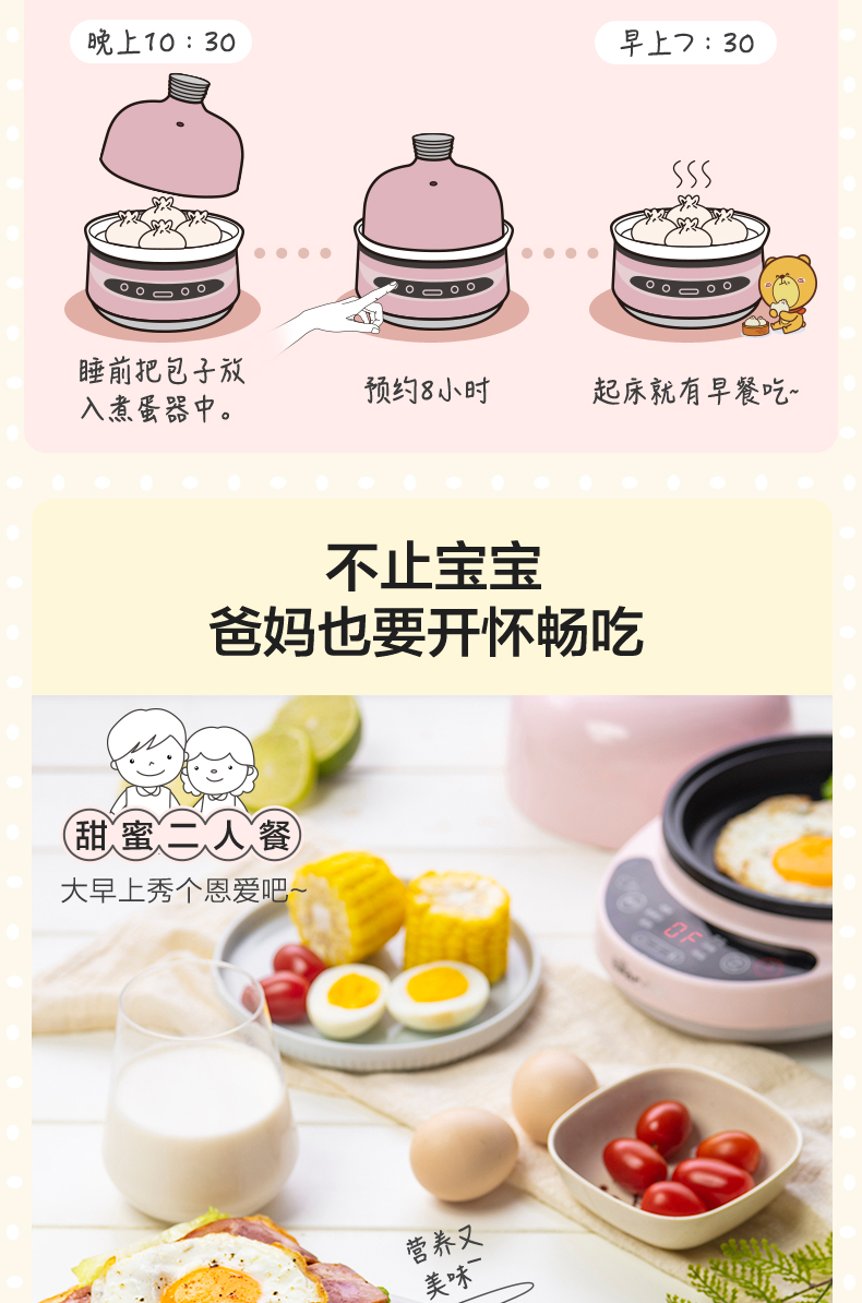 Gấu / Cubs ZDQ-B05C1 Nồi hơi trứng Trứng hấp gốm gia dụng Mini Thực phẩm bổ sung Omelette Bữa sáng Artifact - Nồi trứng ca nấu mì mishio