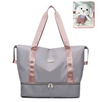 Серый с розовым + розовый кролик [сухое и влажное разделение + отдельное отделение для обуви]