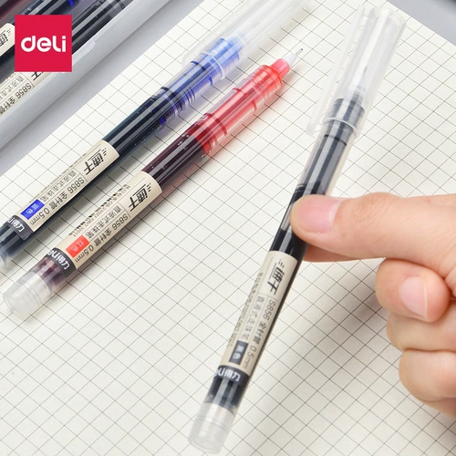 Deli -liquid -Type Beadging Pen -Speed ​​Dry Pen Pull -Pipe S856 Нейтральная ручка для ручки простые вставки из холодного ветра Черно -голубое красное пен