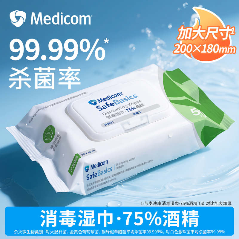 Medicom Alcohol Wipes 75% Disinfectant Wipes Large Pack Large Size Extra Thick Cleaning and Disinfecting Wipes for Toilet Use