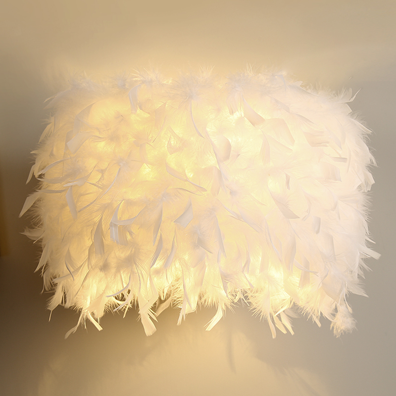 Nordic Minimalist Accessories Girl's Handmade Replacement Bedroom Table Lamp Feather Lampshade Lamp Now Living Room Floor Lamp Shell