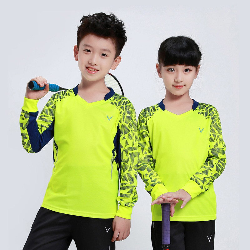 Spring and autumn Children's table tennis clothes suit badminton clothes sports clothes long sleeve long pants training clothing group purchase customized LOGO-Taobao