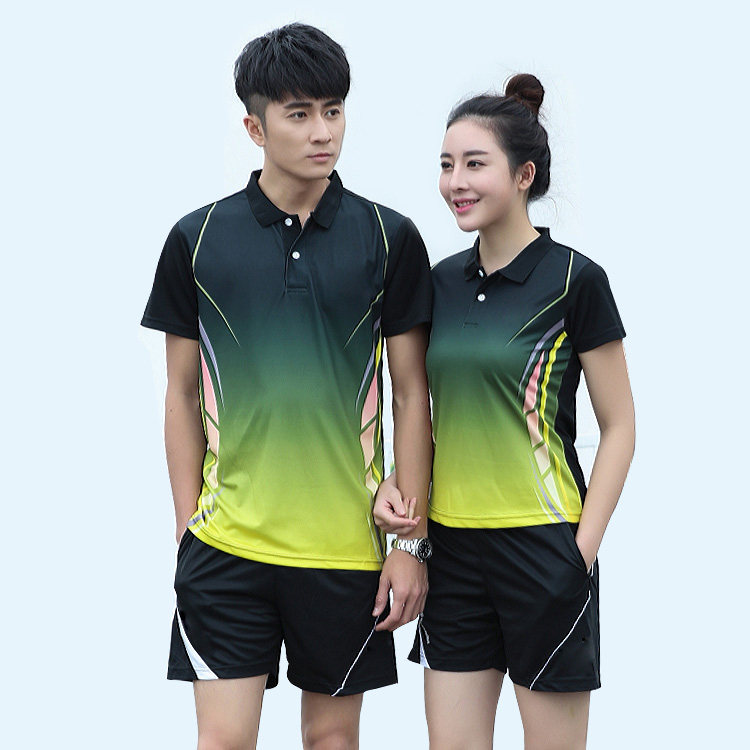 Table Tennis Suit Quick Dry Suction Sweat Short Sleeve Turnover T-shirt male and female short sleeve match badminton jersey group purchase