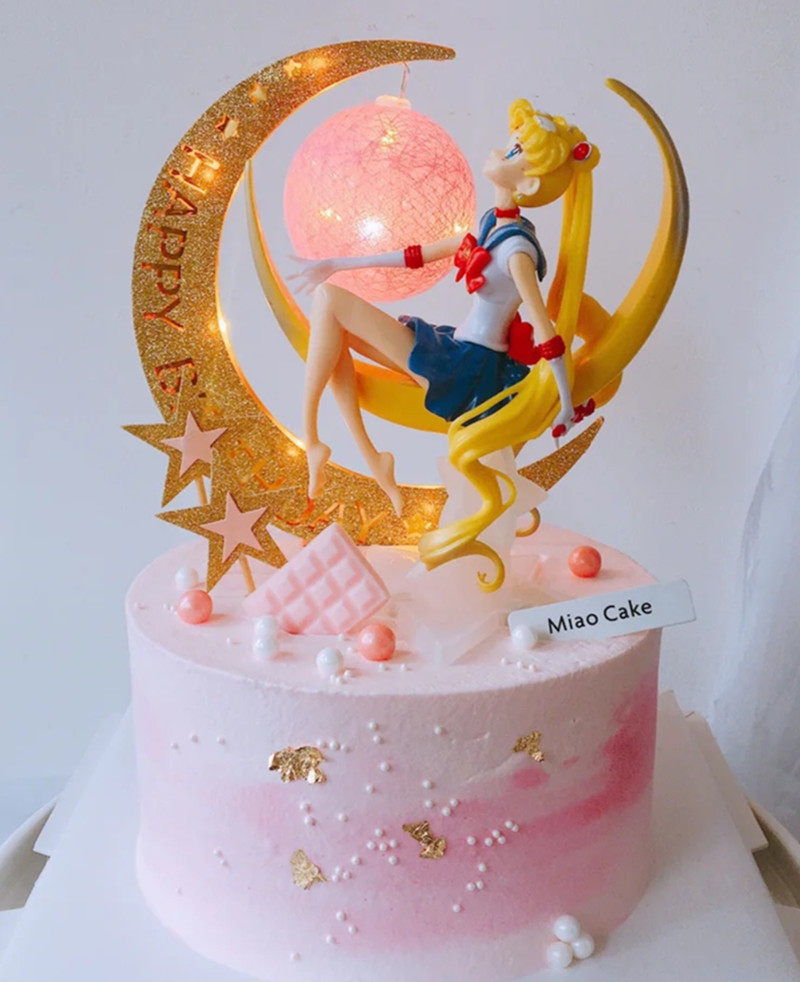 Baking Cake Decoration Sailor Moon Water Bingyue Hand-made Doll Ornament Girls Birthday Party Decoration