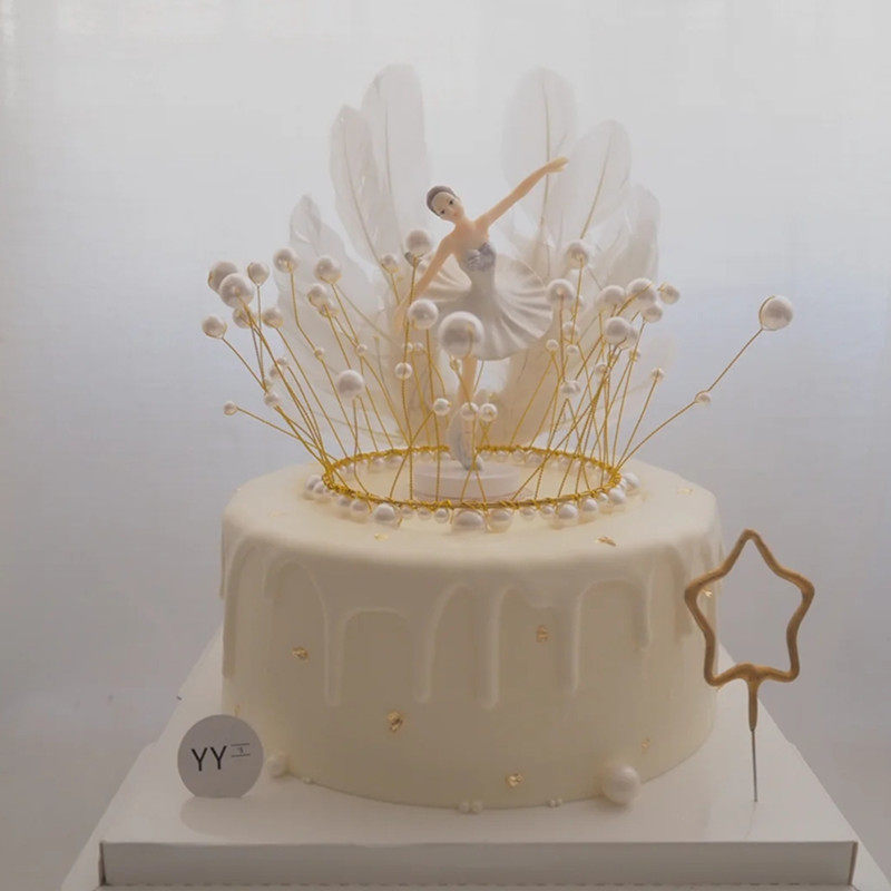 Baking cake decoration dancing ballet girl decoration wishing tower dance cake birthday plug-in accessories