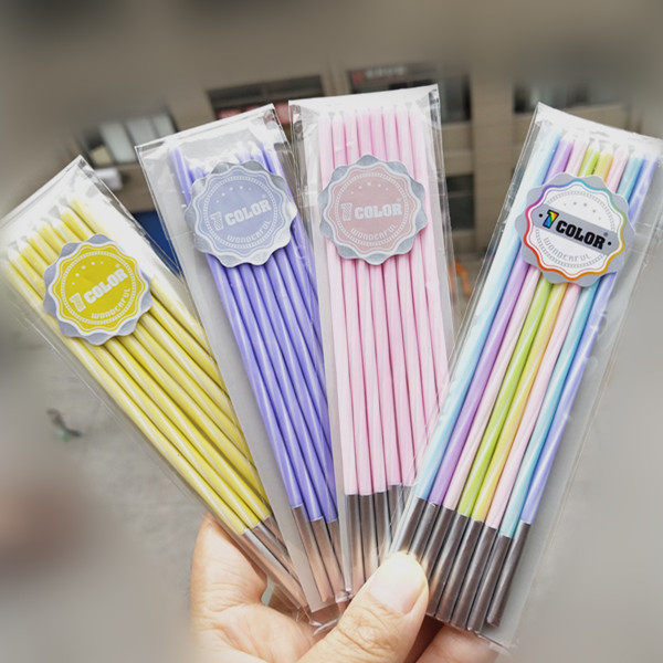 Birthday candle Rainbow Gradual Layer Slender Birthday Candle Suit Cute Minima Cake Candle 8