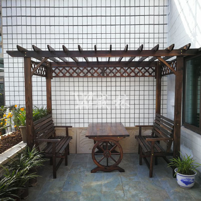 Carbonized Solid Wood Outdoor Pavilion Wooden House Balcony Courtyard Garden Vine Climbing Frame Flower Leisure Table And Chair Carbonized Solid Wood Outdoor Pavilion Wooden House Balcony Courtyard Garden Vine Climbing Frame Flower Leisure Table And Chair