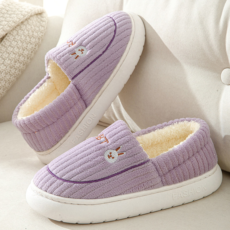 Women's Fleece-Lined Cotton Slippers with Closed Heel, Thick-Soled, Indoor, Non-Slip, Silent, for Autumn and Winter, Maternity Cotton Shoes Women's Fleece-Lined Cotton Slippers with Closed Heel, Thick-Soled, Indoor, Non-Slip, Silent, for Autumn and Winter, Maternity Cotton Shoes