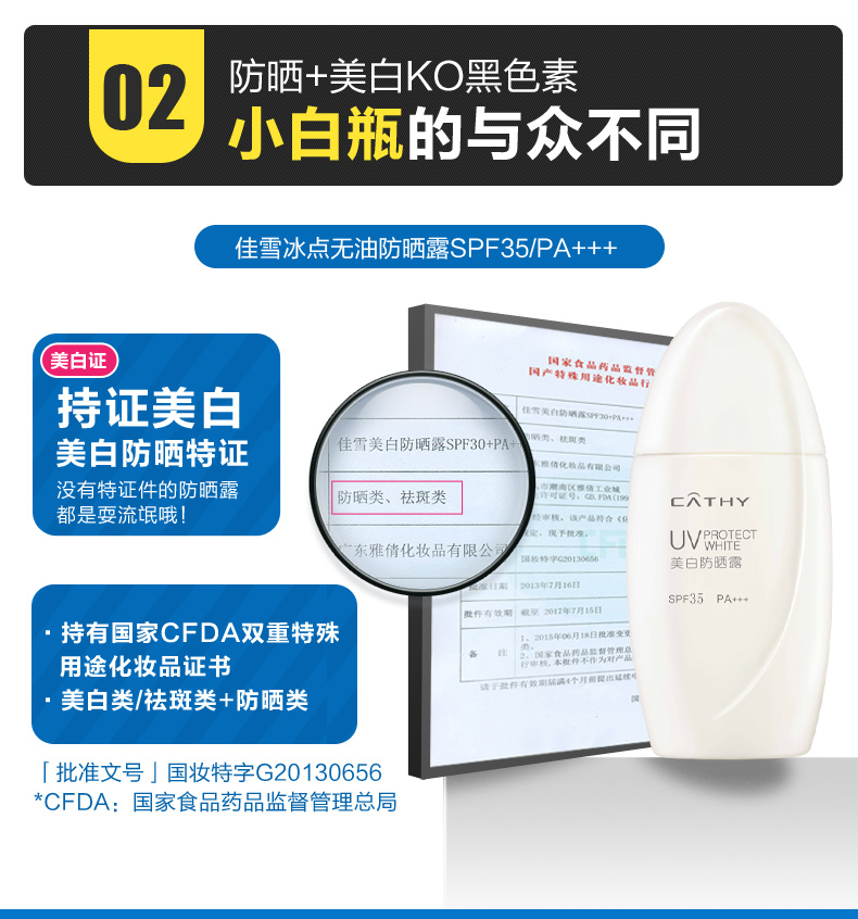 Kem chống nắng Jiaxue SPF20PA ++ 50g nước đá không chứa nước làm mát da chống nắng làm trắng da kem chống nắng cho da dầu