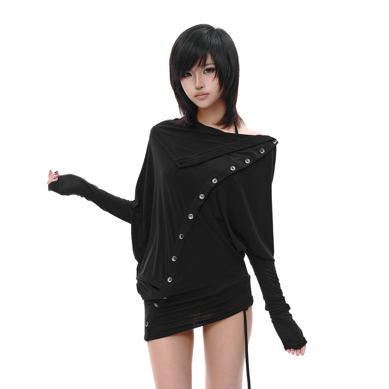 Freeoxygen Diagonal Placket Lyocell Blouse, Ultra-Thin Breathable Sun Protection Blouse, Long-Sleeved Batwing Top