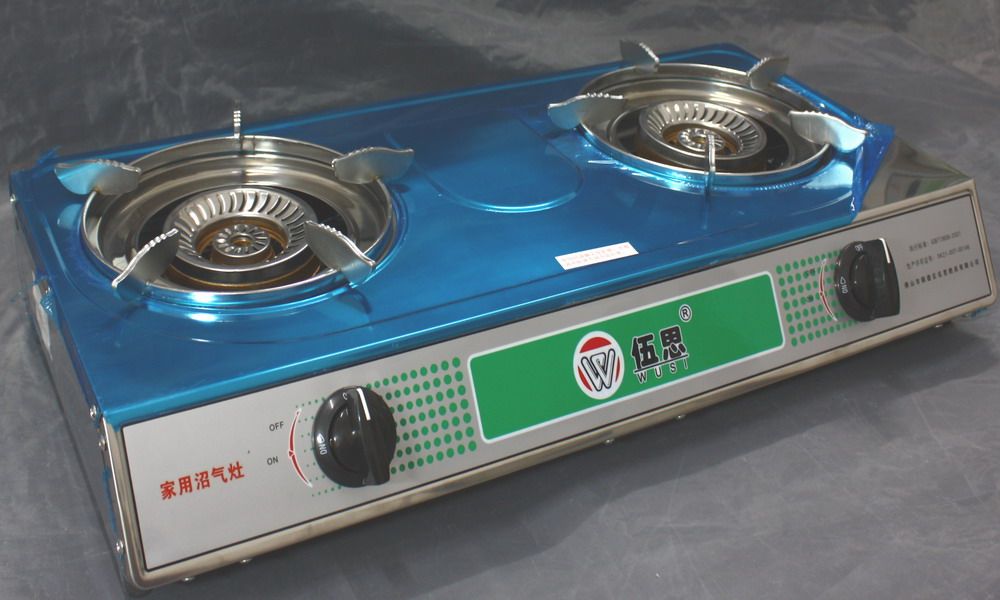 Biogas double - stove stainless steel biogas double - stove 05 steel plate pulse biogas double - gas cooker stainless steel double - stove
