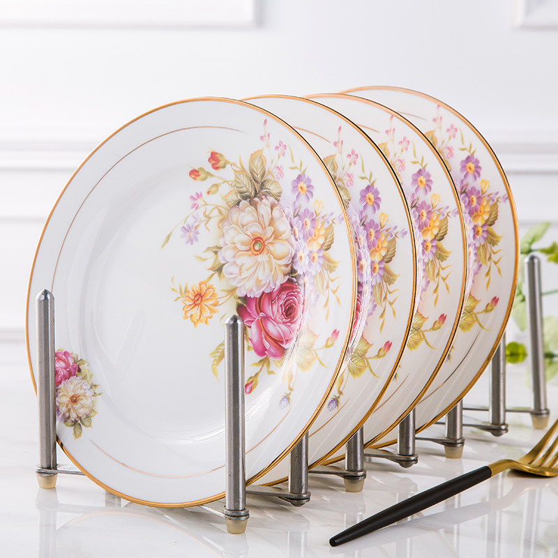 Cold dish plate shallow plate steak flat plate household Japanese style 8 inch round ceramic plate ins style net red tableware set