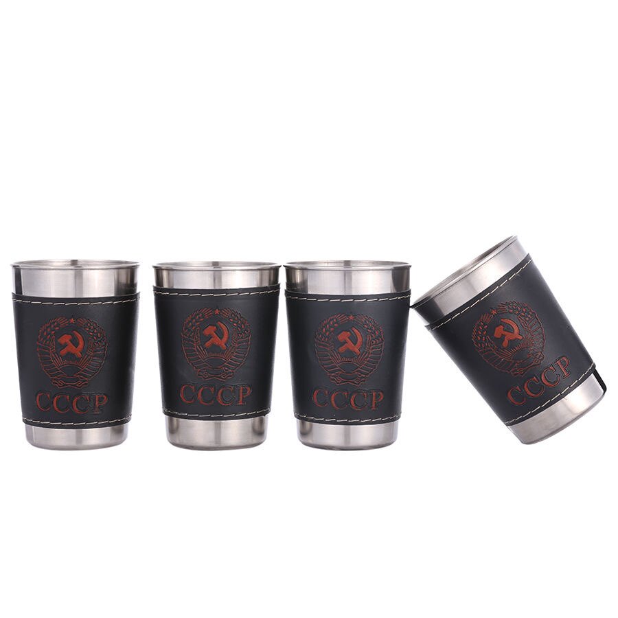 Ликер Cup 户外旅行便携式不锈钢水杯4只带杯套