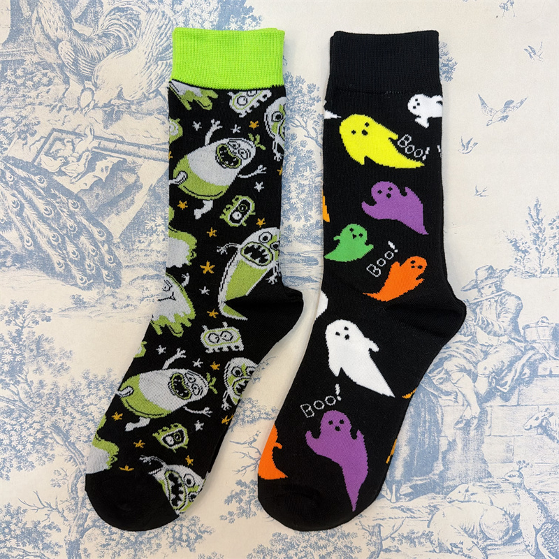 Halloween Cartoon Ghost Socks, Quirky Skateboard Socks, Trendy Personality Socks, Mid-Length Cotton Socks, Couple Style Boo Ghost Socks