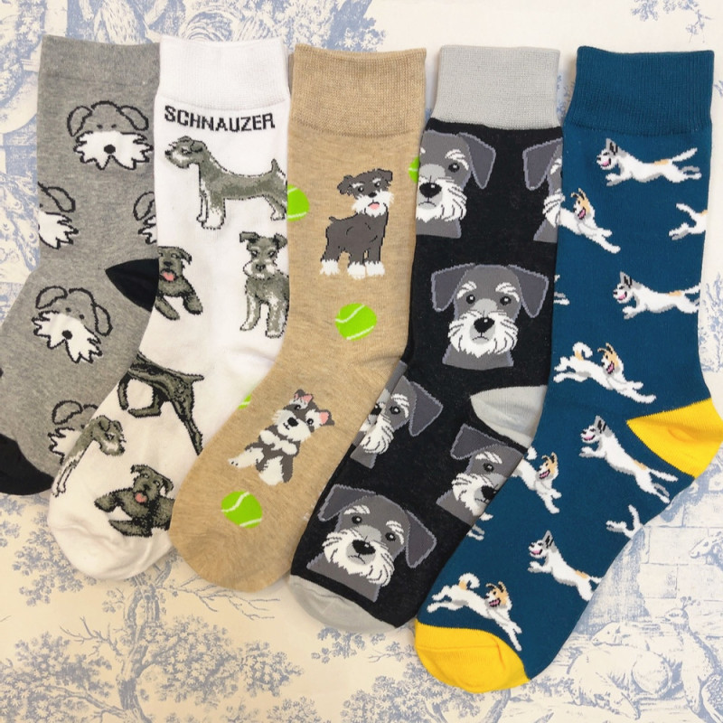Cartoon Animal Pattern Mid-Calf Cotton Socks for Men and Women, Trendy Socks for Couples, Schnauzer Dog Socks Cartoon Animal Pattern Mid-Calf Cotton Socks for Men and Women, Trendy Socks for Couples, Schnauzer Dog Socks