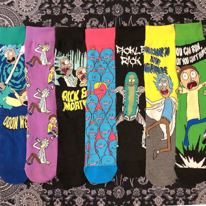 Colorful Quirky Socks, Cotton Socks, Cartoon Funny Mid-Calf Straight Socks, Pickled Cucumber Skateboard Straight Socks, Clog Socks