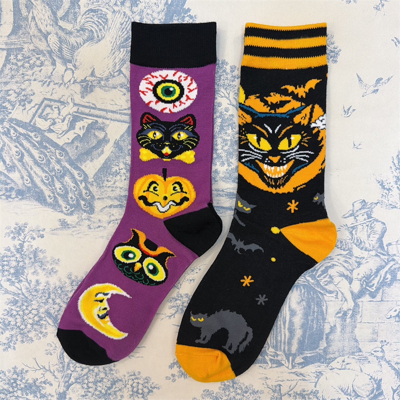 Cartoon Black Cat Skateboard Socks Mid-Calf Socks Evil Black Panther Halloween Socks Pumpkin Festival Owl Bulging Eyeballs Cartoon Black Cat Skateboard Socks Mid-Calf Socks Evil Black Panther Halloween Socks Pumpkin Festival Owl Bulging Eyeballs