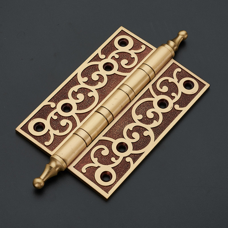 All-copper European antique carved mute bearing hinge pure copper American 4mm foot-thick retro embossed hinge