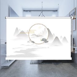 Zen 중국식 조경 그림, 서예 및 그림, 거실, 사무실 및 공부, 구멍 시추, 구슬, 햇빛, 롤러 블라인드, 커튼, 커튼, 커튼.