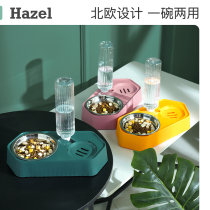 Cat bowl automatic water continuation stainless steel double bowl cat food bowl dog kitten pet pet drinking water anti-knock eating one