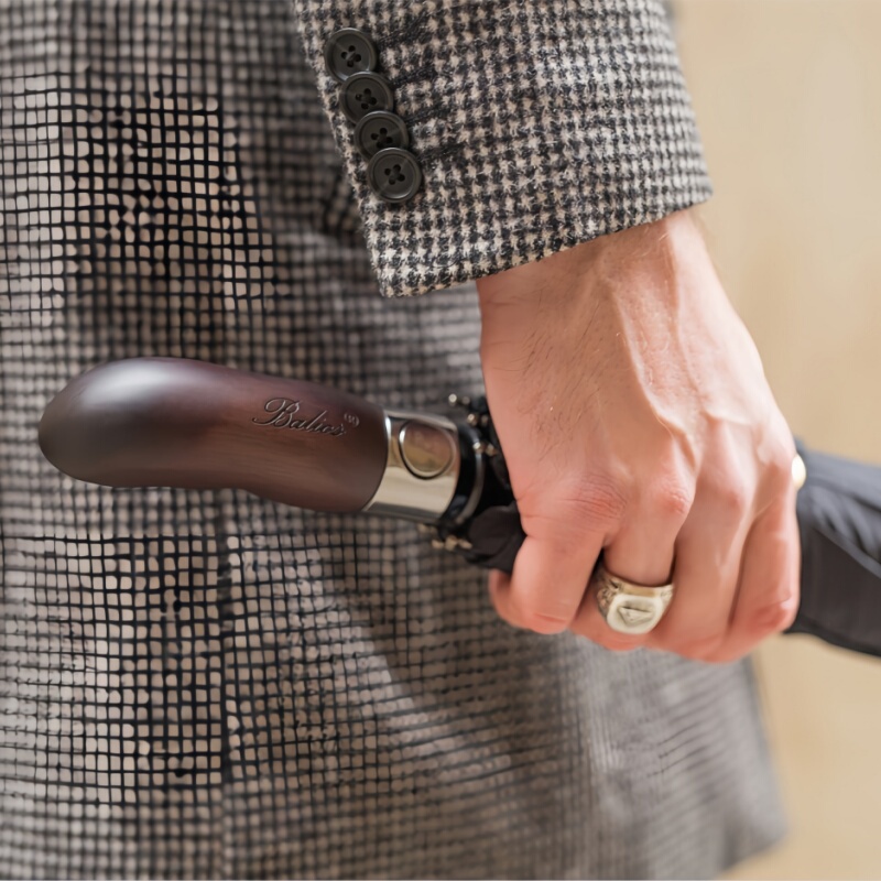 Zhang Lusi's Same Style Umbrella, British Balios Umbrella, Wooden Handle Folding Umbrella, Automatic British Aristocratic Umbrella