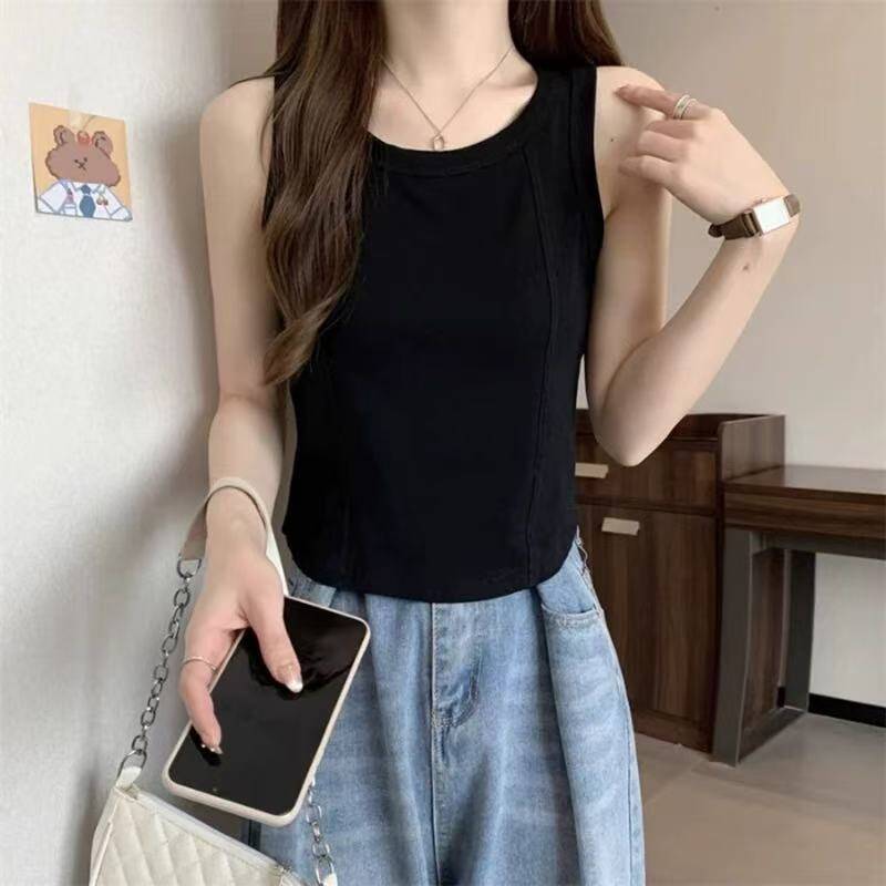 Spring and Summer Ribbed Cotton Niche Design Sleeveless T-Shirt for Women with Bottoming Fishbone Top Camisole Spring and Summer Ribbed Cotton Niche Design Sleeveless T-Shirt for Women with Bottoming Fishbone Top Camisole
