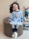 Girls' Cartoon Bunny Police Officer Sweatshirt Dress Set, Kidsren's Spring and Summer Fashionable and Cute Judy Clothes Lace Two-Piece Set