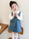 Baby Girl Skirt Set 2026 Spring and Autumn Style Long-Sleeve Doll Collar Top and Denim Skirt Set Stylish Two-Piece Set
