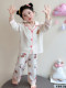 Girls' Sweet and Cute Style Children's Ice Silk Spring and Autumn Home Wear Set, Summer Comfortable Two-Piece Set, Baby Air-Conditioning Clothing