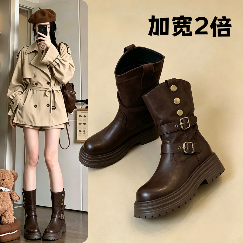 【Wider Version~】Plus-Size Women's Thick-Soled Short Boots for Wide Calves, Large Foot Circumference, Large Size Women's Shoes Size 41, Shoes to Pair with a Trench Coat 【Wider Version~】Plus-Size Women's Thick-Soled Short Boots for Wide Calves, Large Foot Circumference, Large Size Women's Shoes Size 41, Shoes to Pair with a Trench Coat