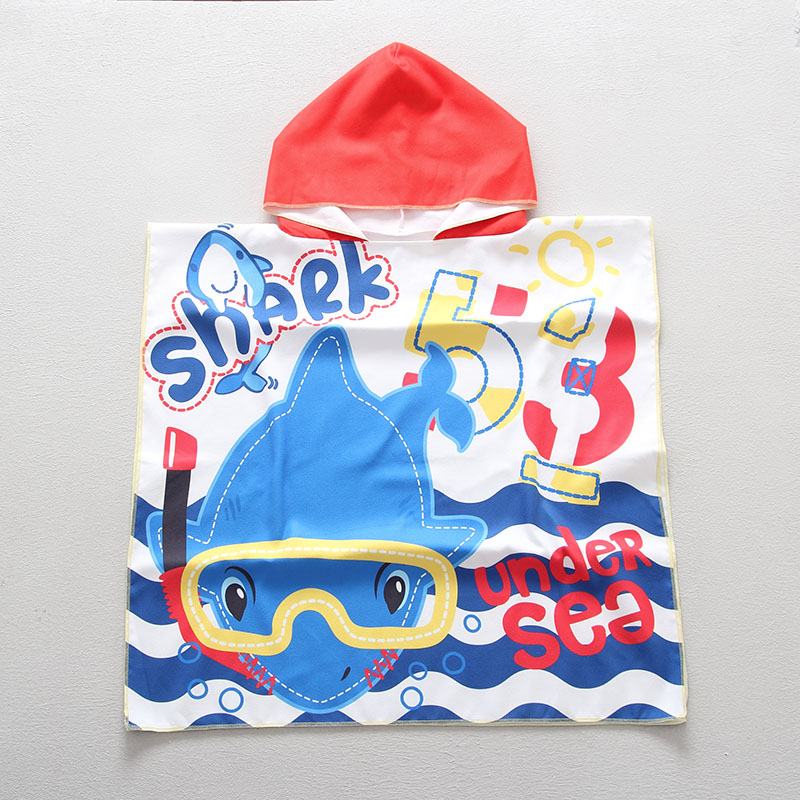 Upf50 Children's quick-drying absorbent bath towel Bathrobe Hooded cape Breathable swimming towel Beach towel Portable sunscreen