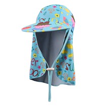  Korean sunscreen swimming cap Childrens swimming cap cartoon big cornice cap outdoor beach seaside sunscreen neck cap UV protection