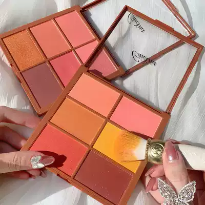 Six-color Blush high-gloss one-piece nude makeup natural sun-basking women's glitter face brightening three-in-one repair plate
