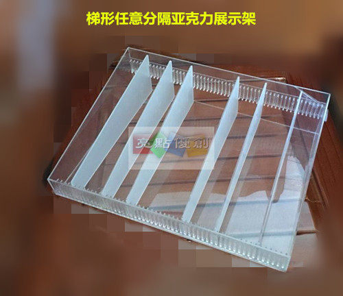 Direct trapezoidal arbitrary separation plexiglass display stand paper glue stick with rubber storage box can be customized