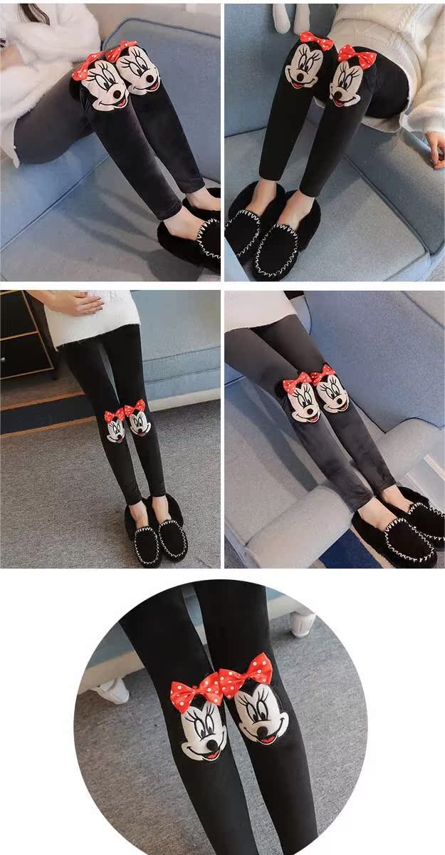 Bà bầu quần legging mùa đông cộng với nhung dày ấm quần mùa đông Phụ nữ mang thai nâng bụng quần quần quần đồ bầu cao cấp